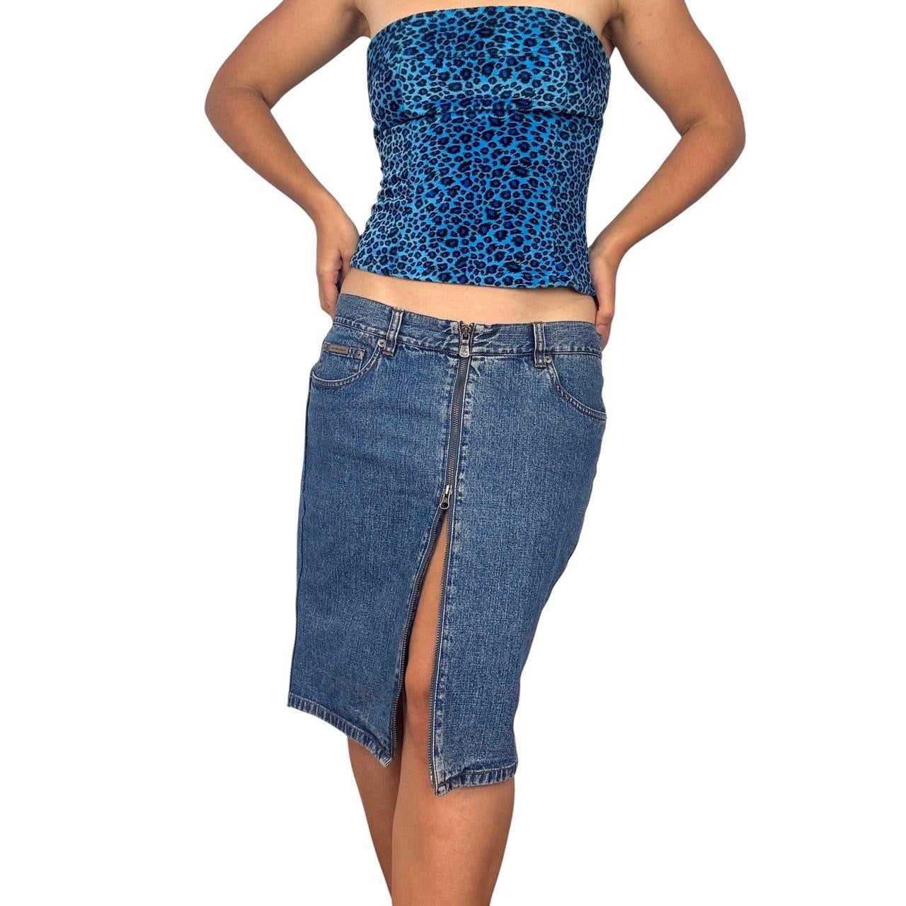 90s Calvin Klein Denim Zipper Skirt (M)