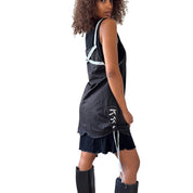 Vintage Deconstructed Apron-Layer Mini Dress (M)