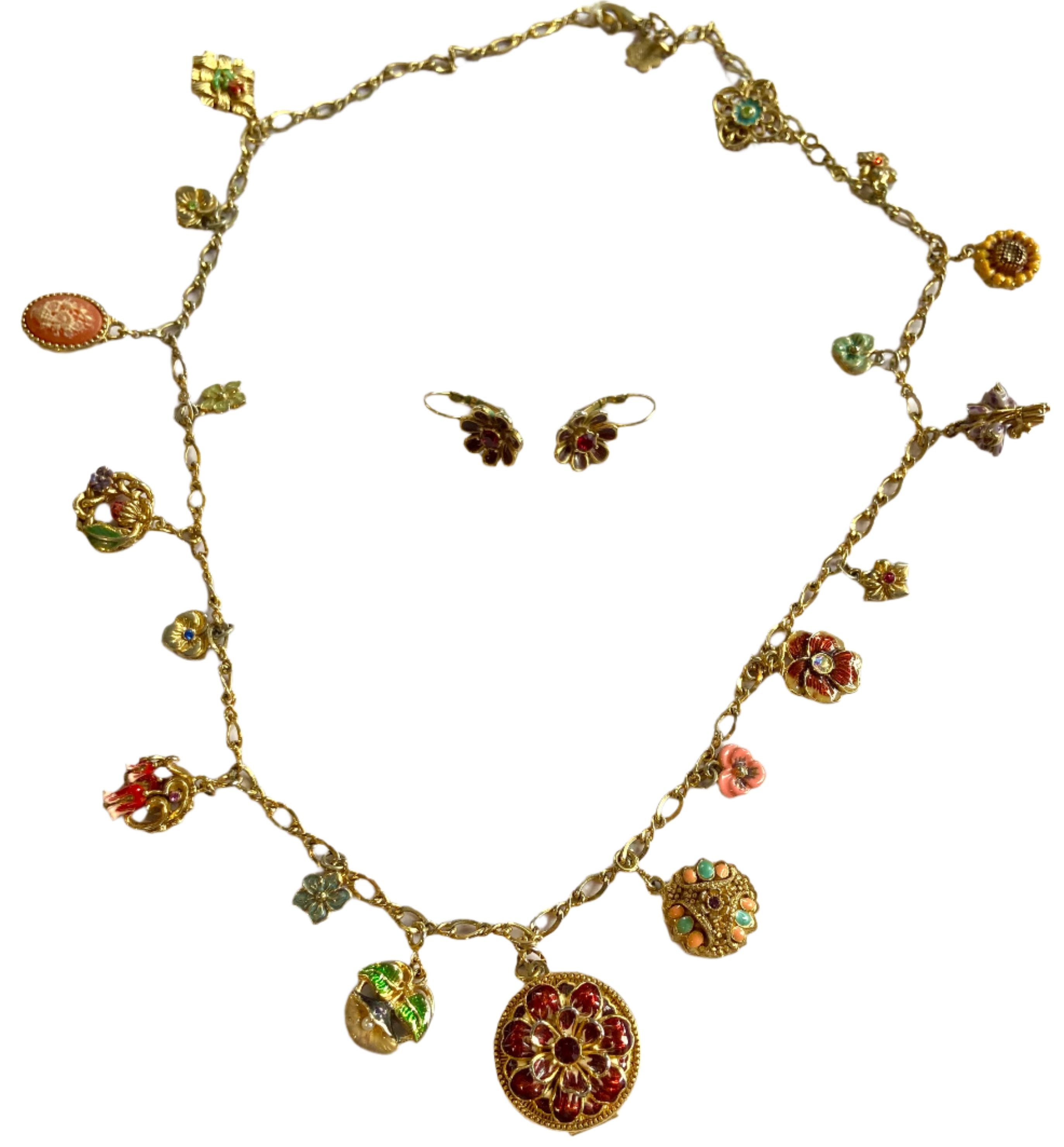 Charm Necklace locket & earrings