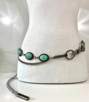 Silver Turquoise Chain Waist Belt