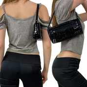 2000s Black Faux Leather Purse