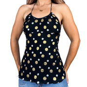Y2K Silk Polka Dot Halter Top (M)