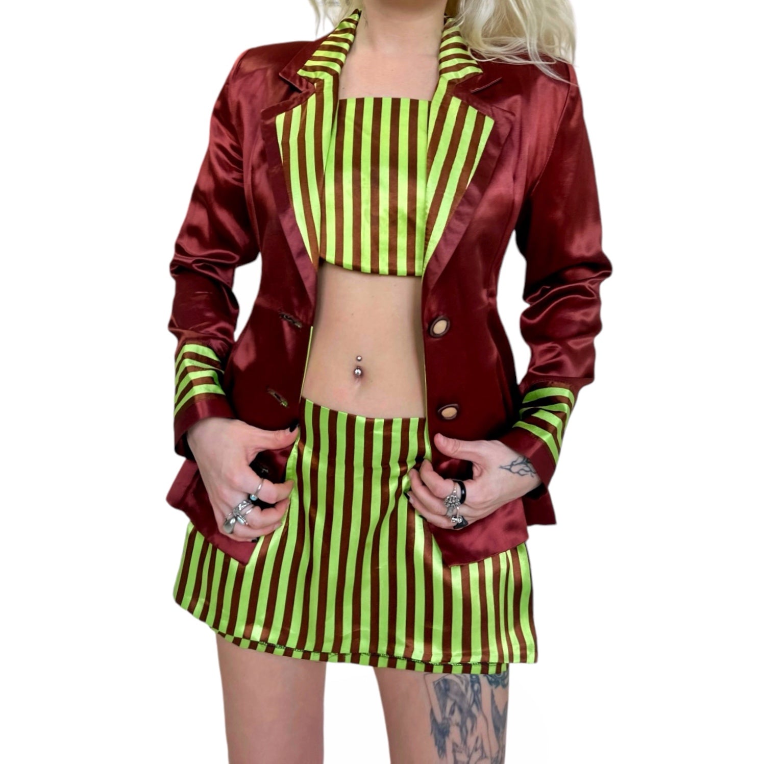 90s Striped Suit Set (XS) – Holy Thrift