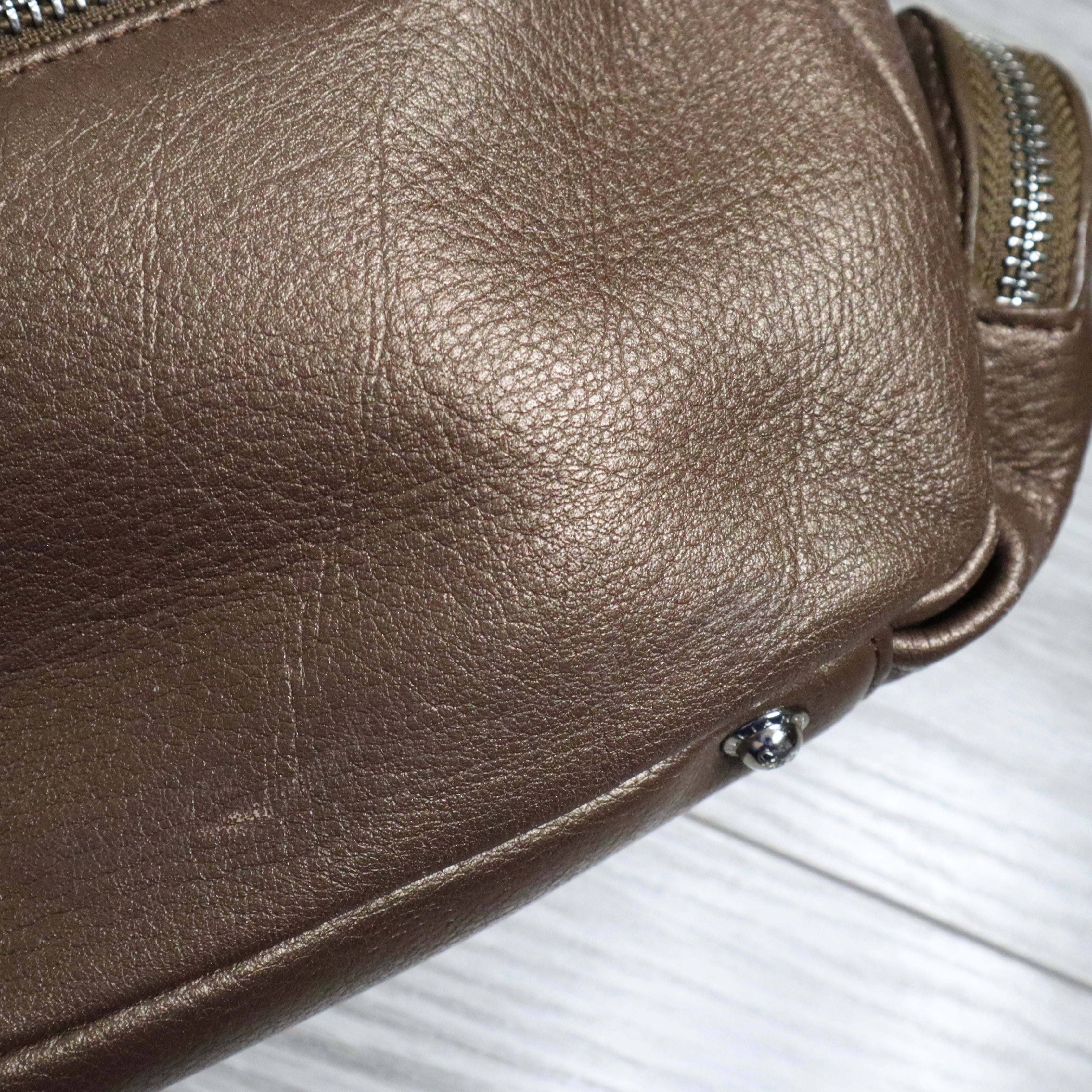 Y2K Bronze Italian Leather Shoulder Bag