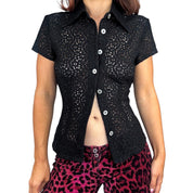 90s Bebe Eyelet Lace Button Down (M)