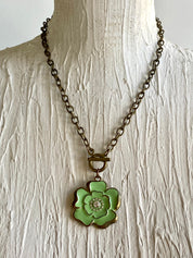 Green rose necklace