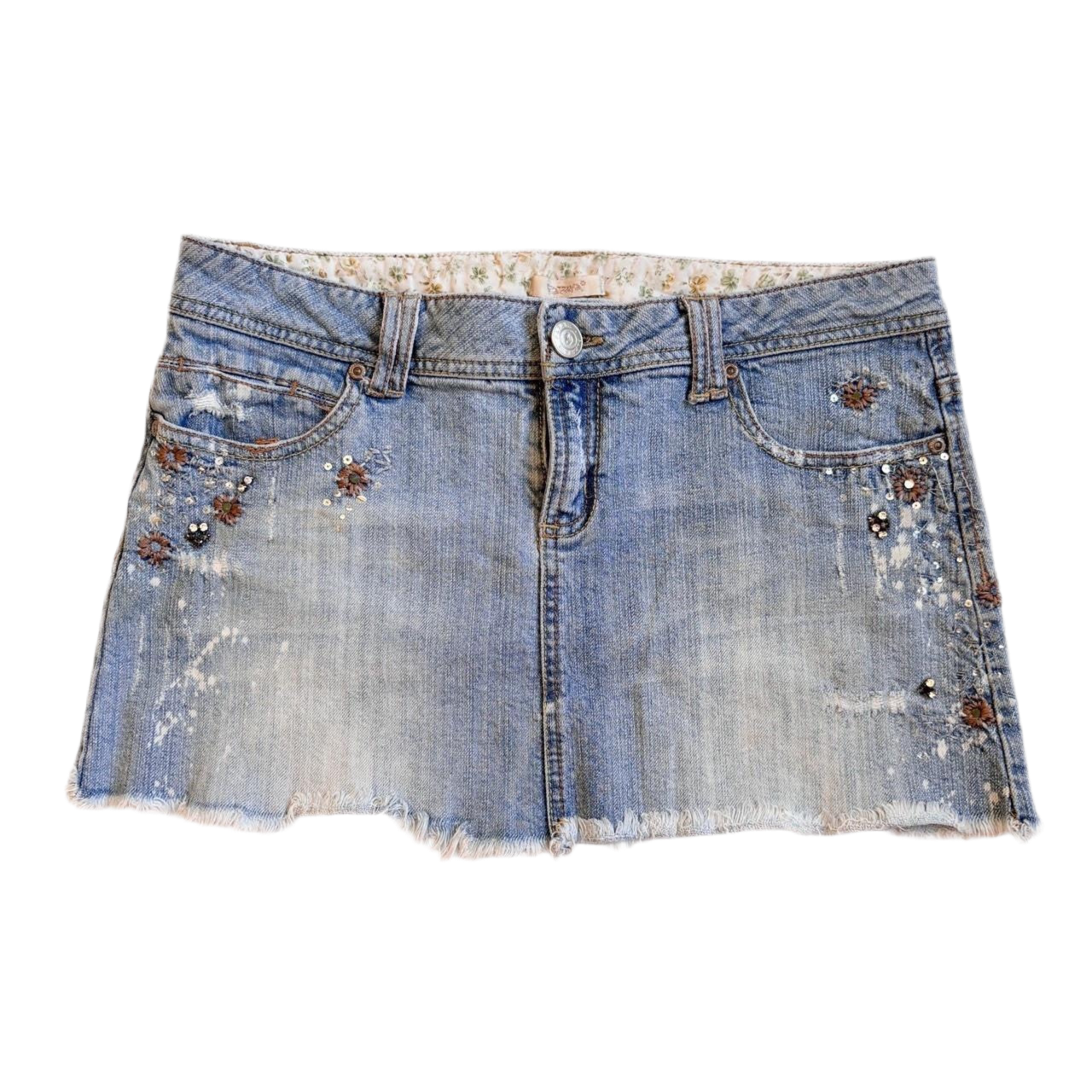 Y2K Embellished Denim Mini Skirt (S/M)