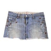 Y2K Embellished Denim Mini Skirt (S/M)