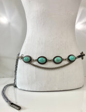 Silver Turquoise Chain Waist Belt