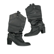 Vintage Grunge Leather Slouch Cowboy Boots (UK 8 EU 41 US 10)