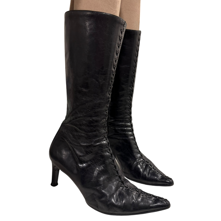Italian Leather Heeled Boots (10.5)