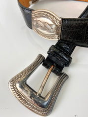 Vintage Fossil Black Leather Belt