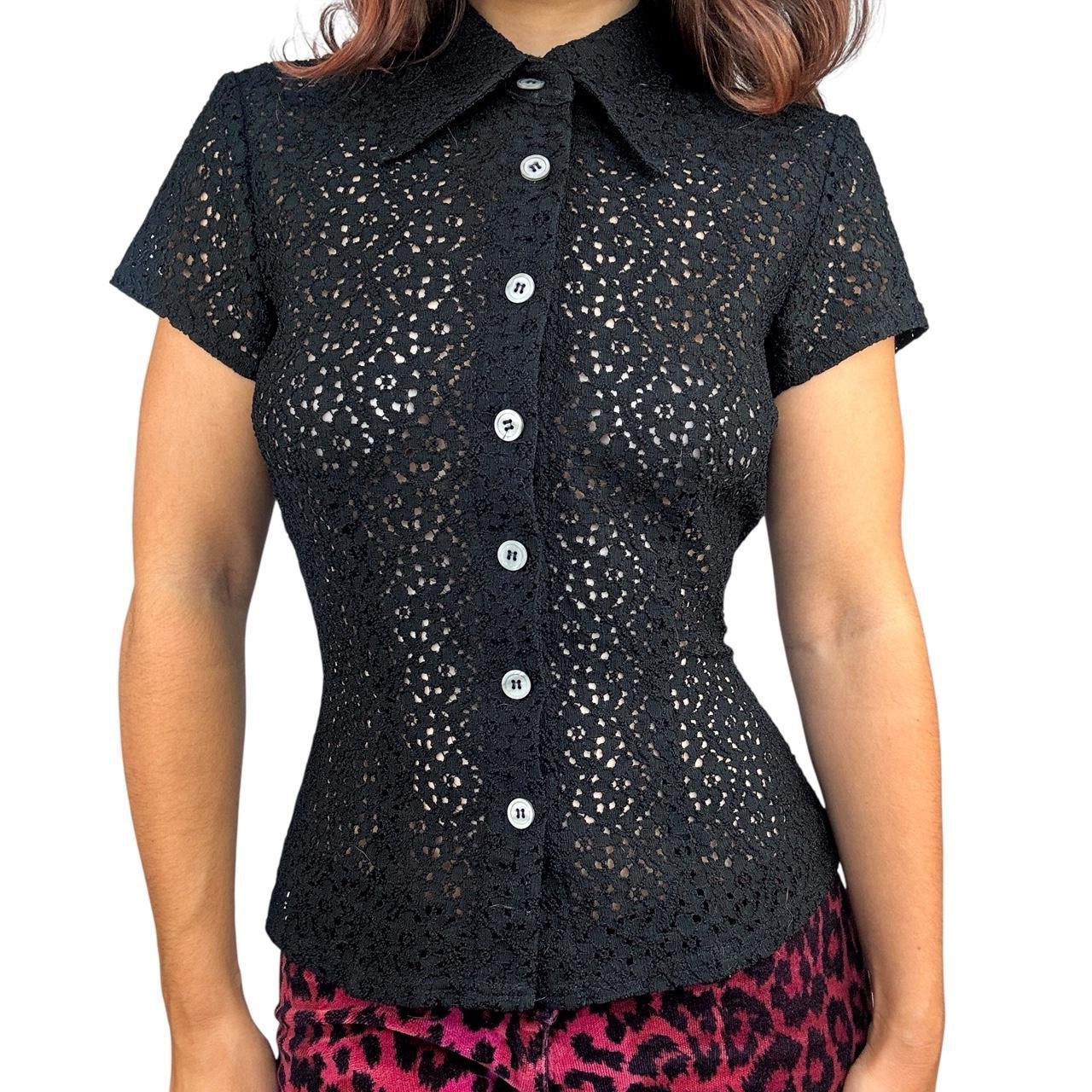 90s Bebe Eyelet Lace Button Down (M)