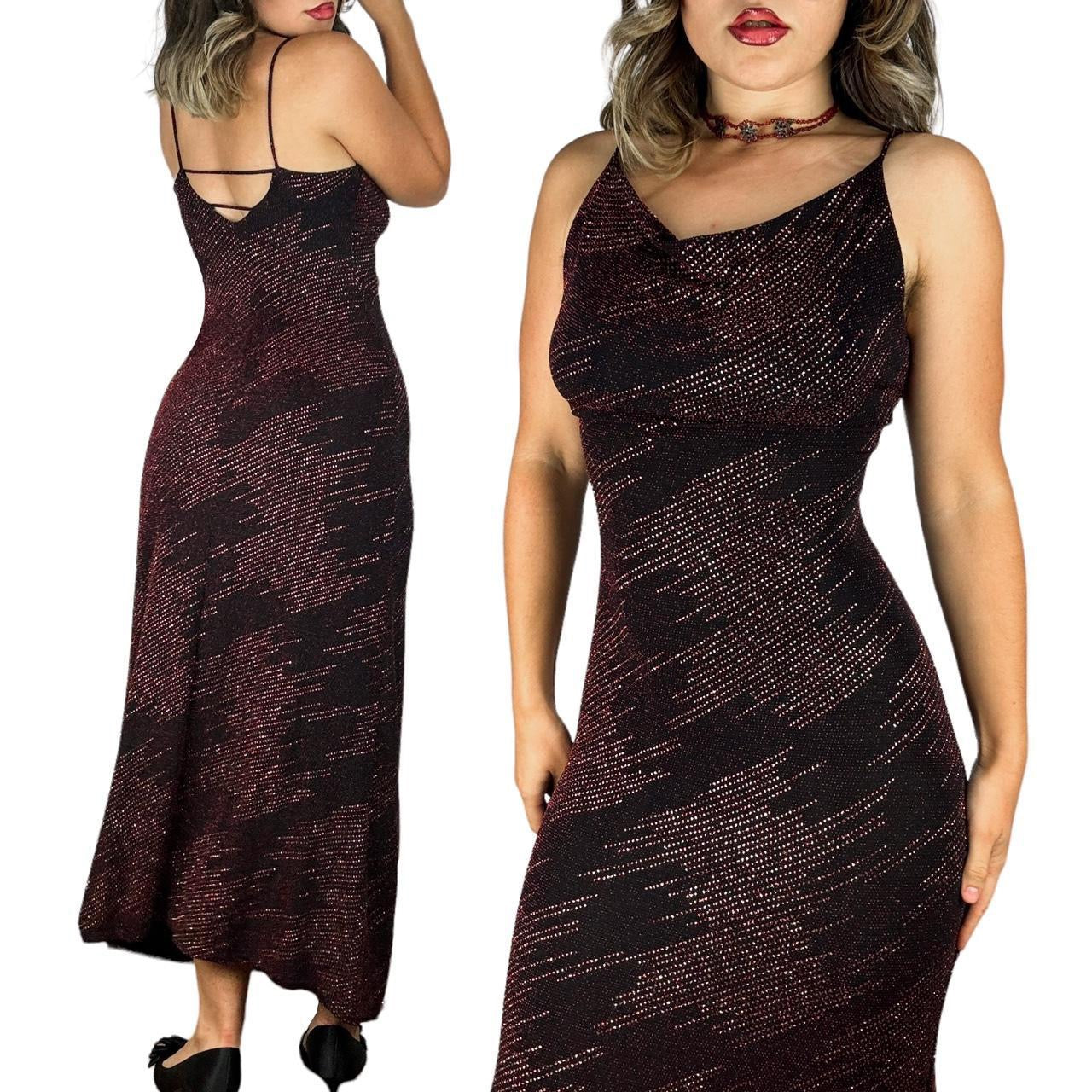 90s Cowl Neck Shimmer Dress (M)
