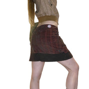 Vintage Houndstooth Grunge Corduroy Mini Skirt (M)