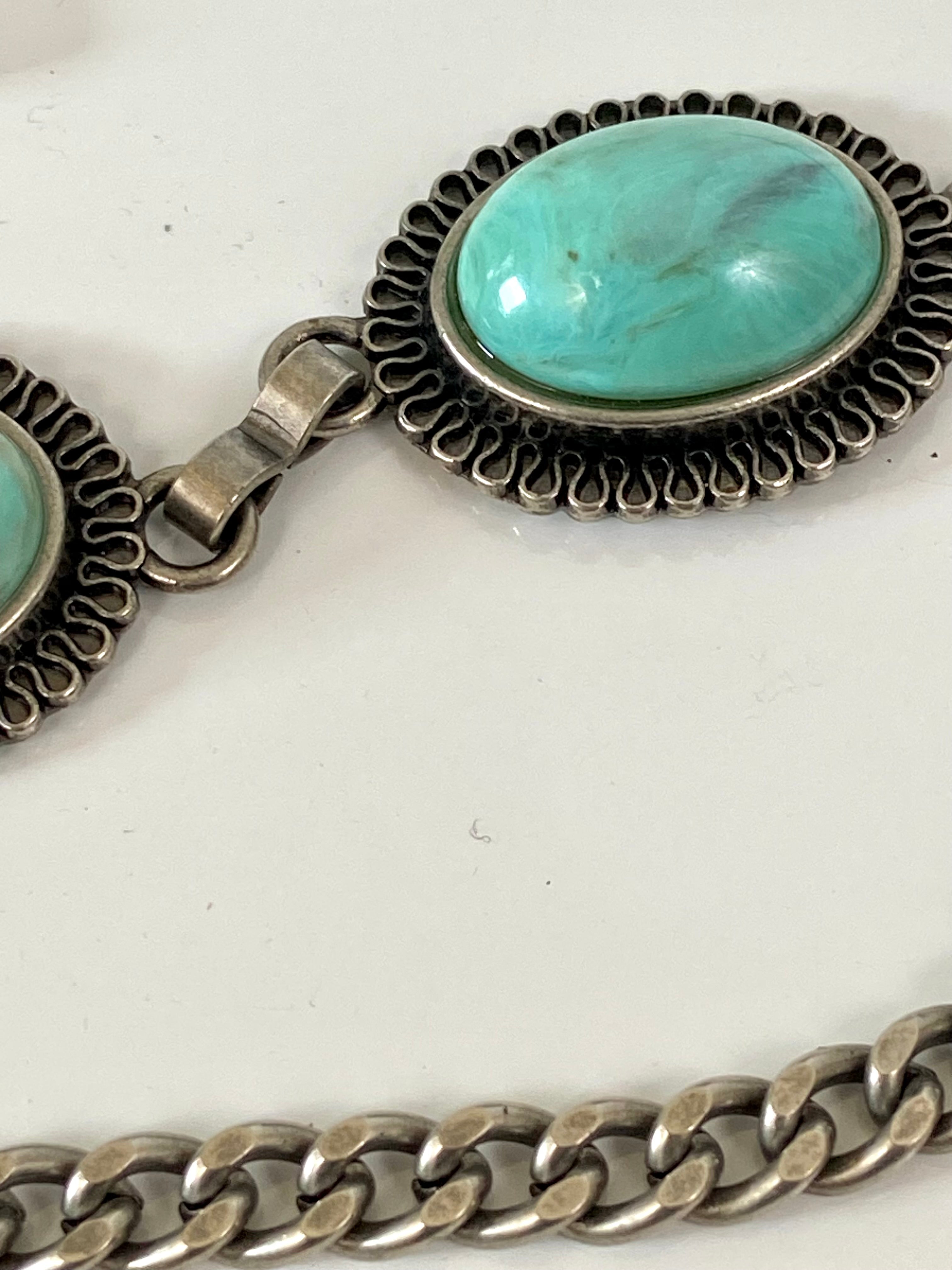 Silver Turquoise Chain Waist Belt
