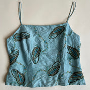 00s silk blue paisley bustier (L)