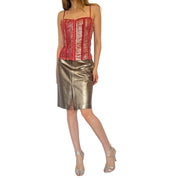 2000s Gold Leather Skirt (S)