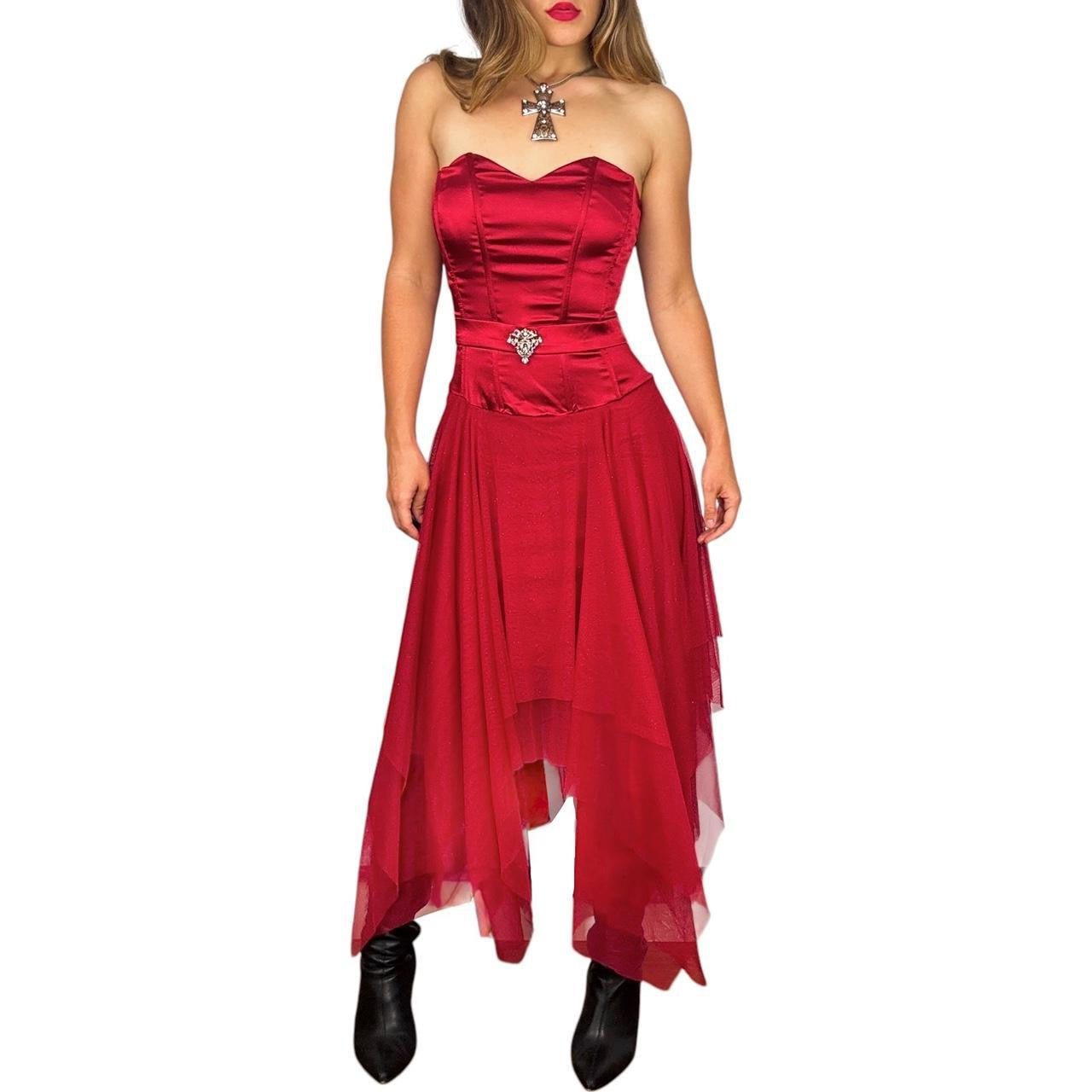 sachin and babi light blue dress Abel & Lula Ruby Red Sequin Puff Sleeve Dress 5529 6 / Ruby Red