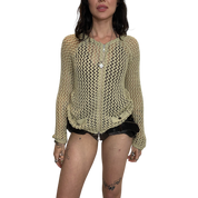 Vintage Italian Crochet Zip Up Cardigan (S/M)