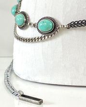 Silver Turquoise Chain Waist Belt