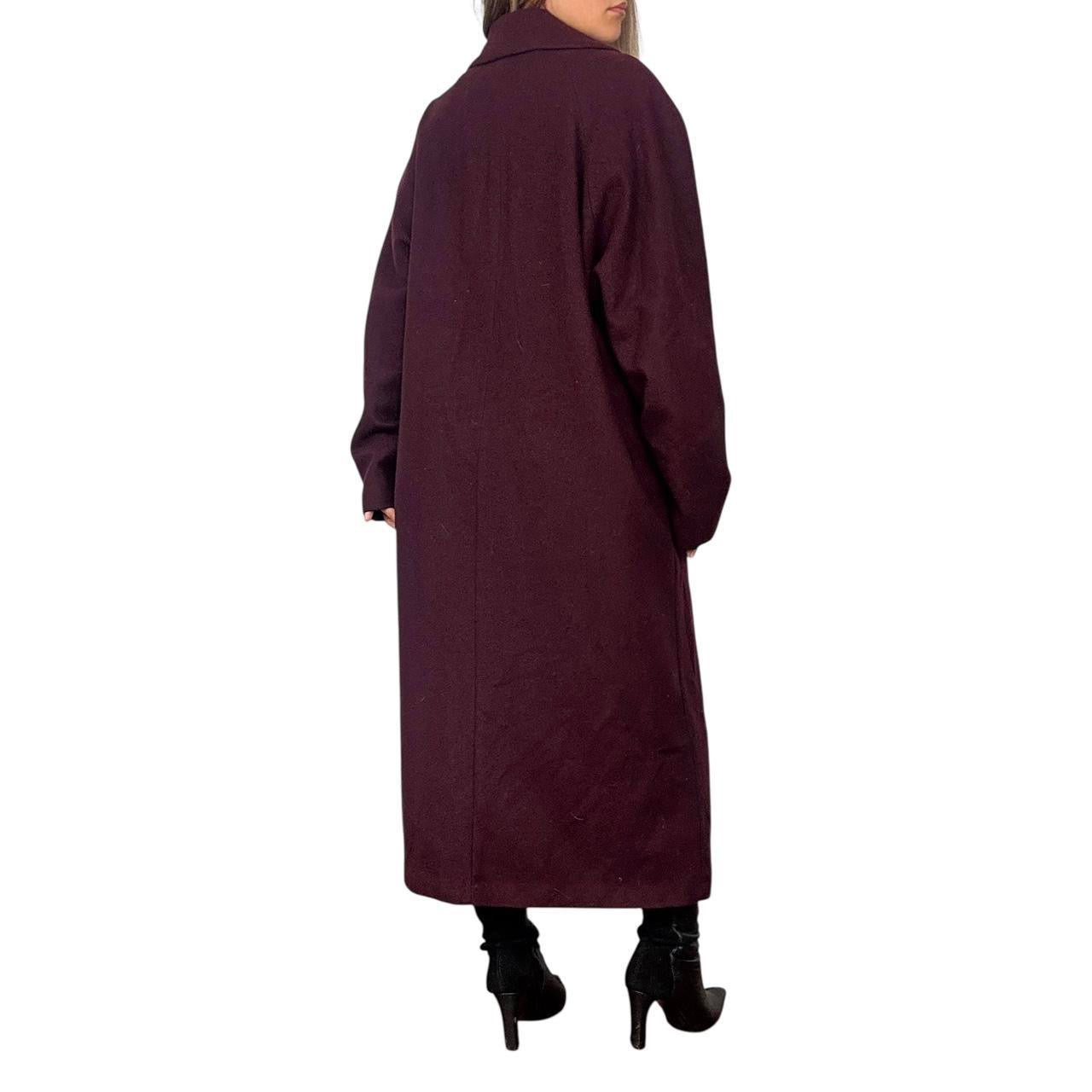 90s Burgundy Wool Trench Coat (XL)