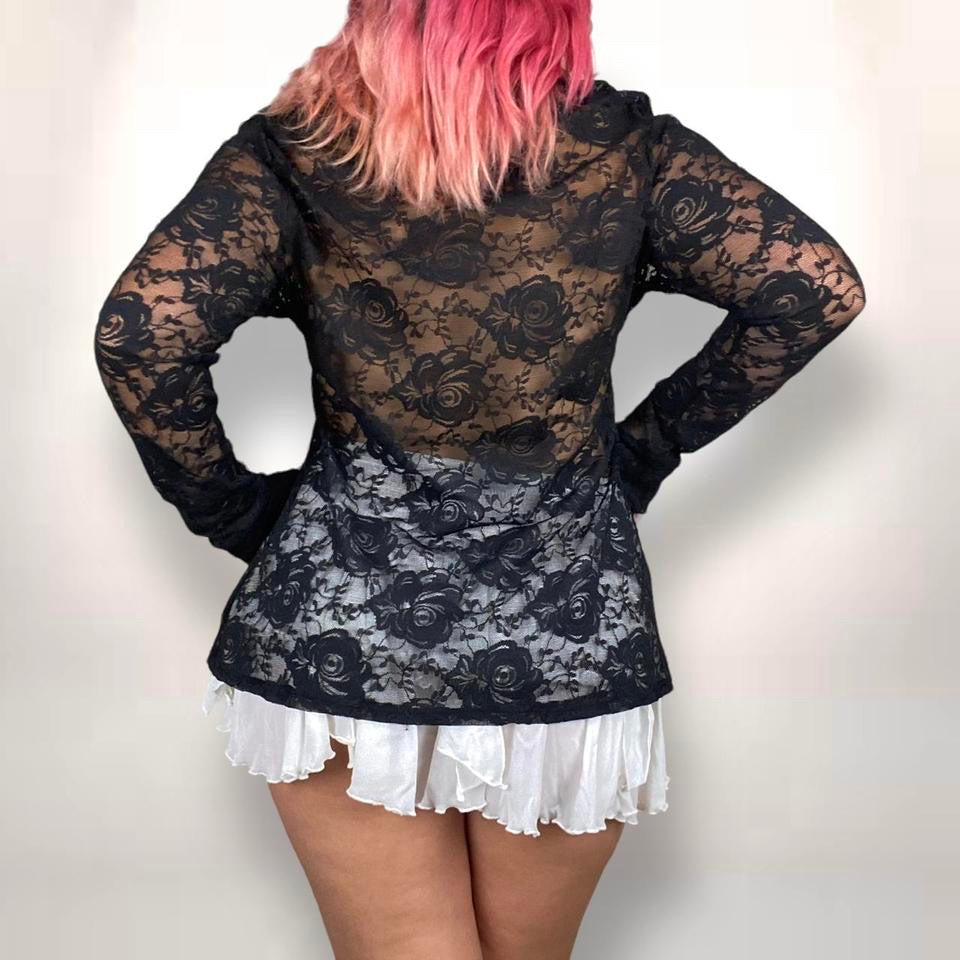 2000s Sheer Lace Button Down (L-XL)