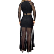 90s Studded Mesh Cutout Maxi Dress (S)