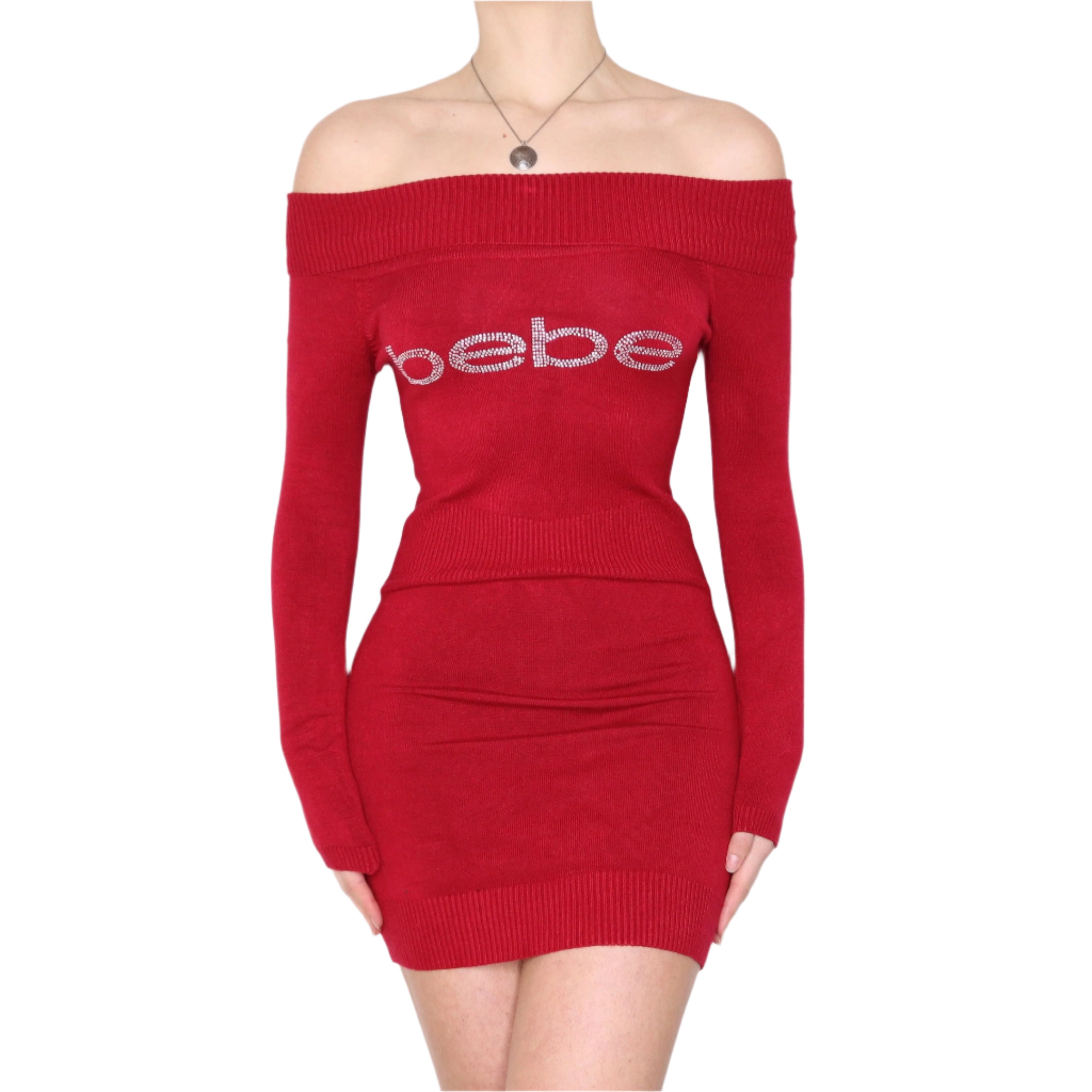 Y2K BEBE Red Off the Shoulder Dress (XS/S) – Holy Thrift