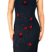 90s Beaded Floral Mesh Gown (M)