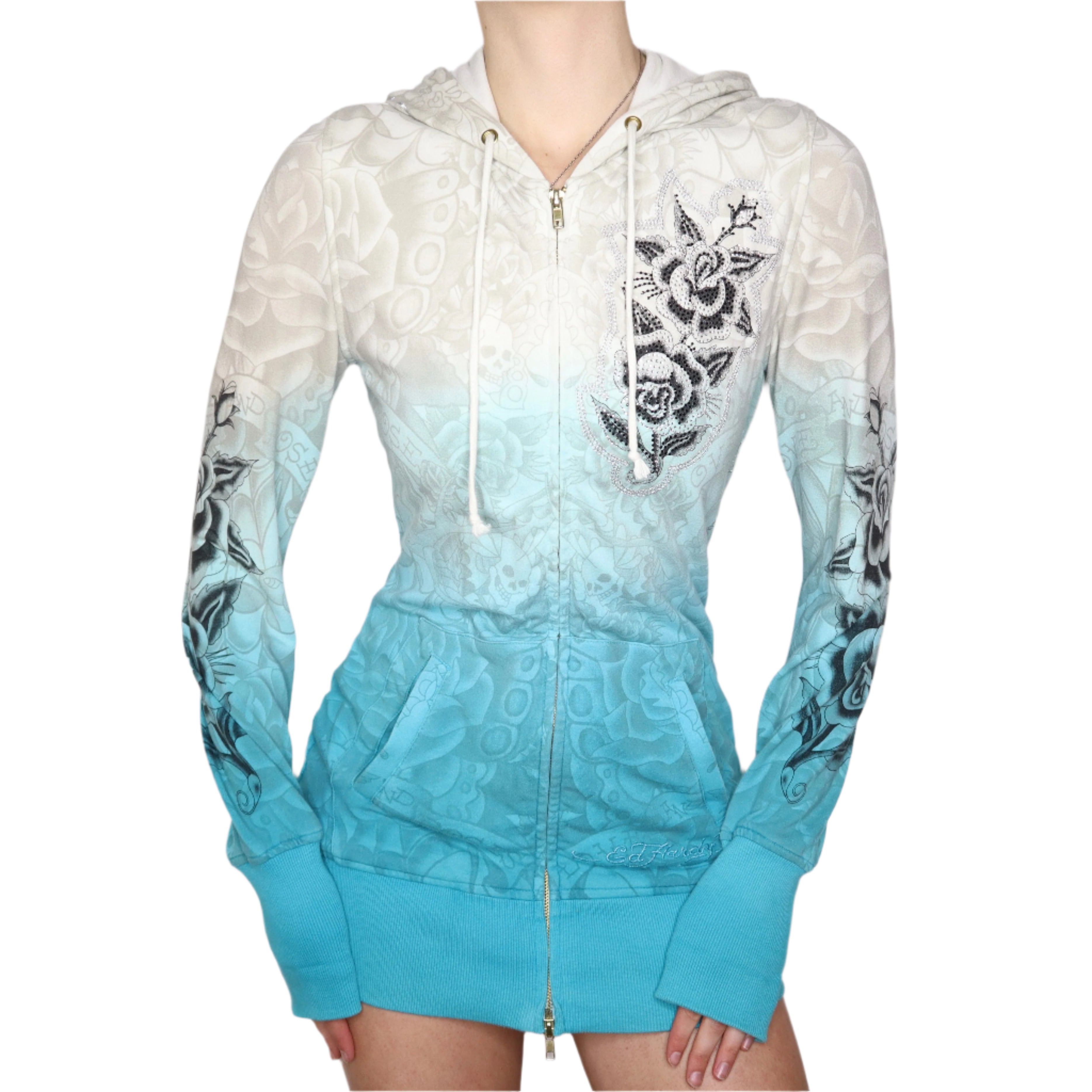 Y2K ED HARDY Graphic Zip Up Hoodie (M) – Holy Thrift