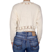 Y2K Cream Knit Cardigan (M)