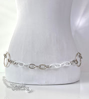 White and silver linked belt