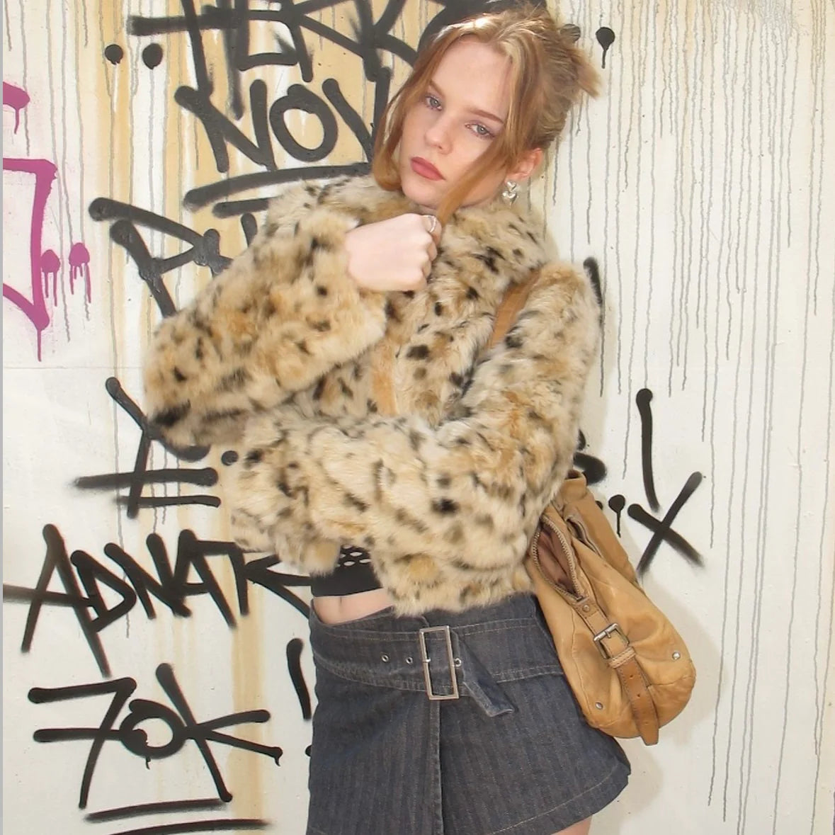 Leopard Print Genuine Fur Jacket (XS/S)