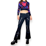 00s Grunge Zipper Flares (M)