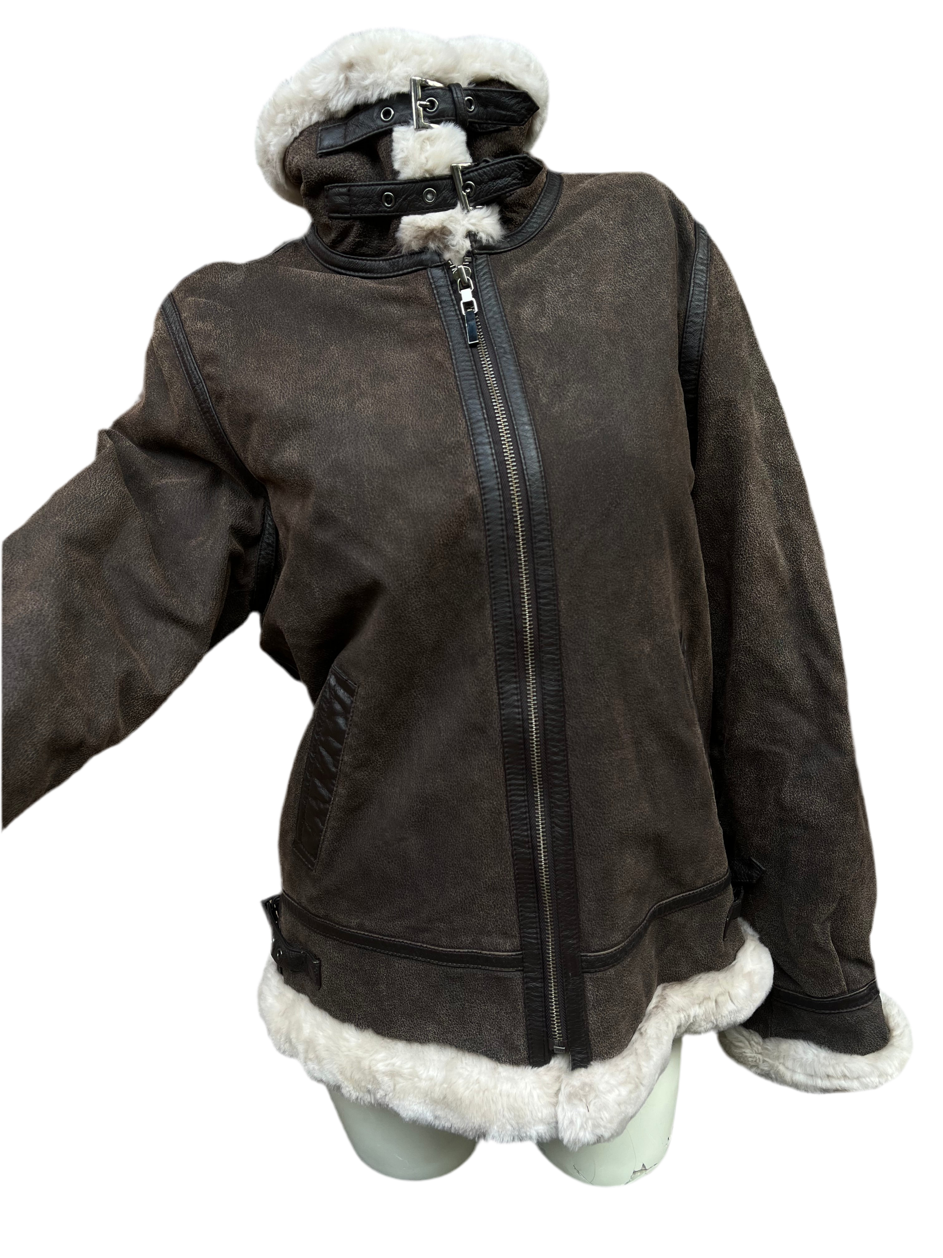 Two Way Buckle Leather Coat (S)