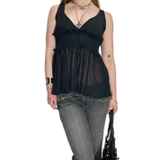 Black Sheer Babydoll Top (S)