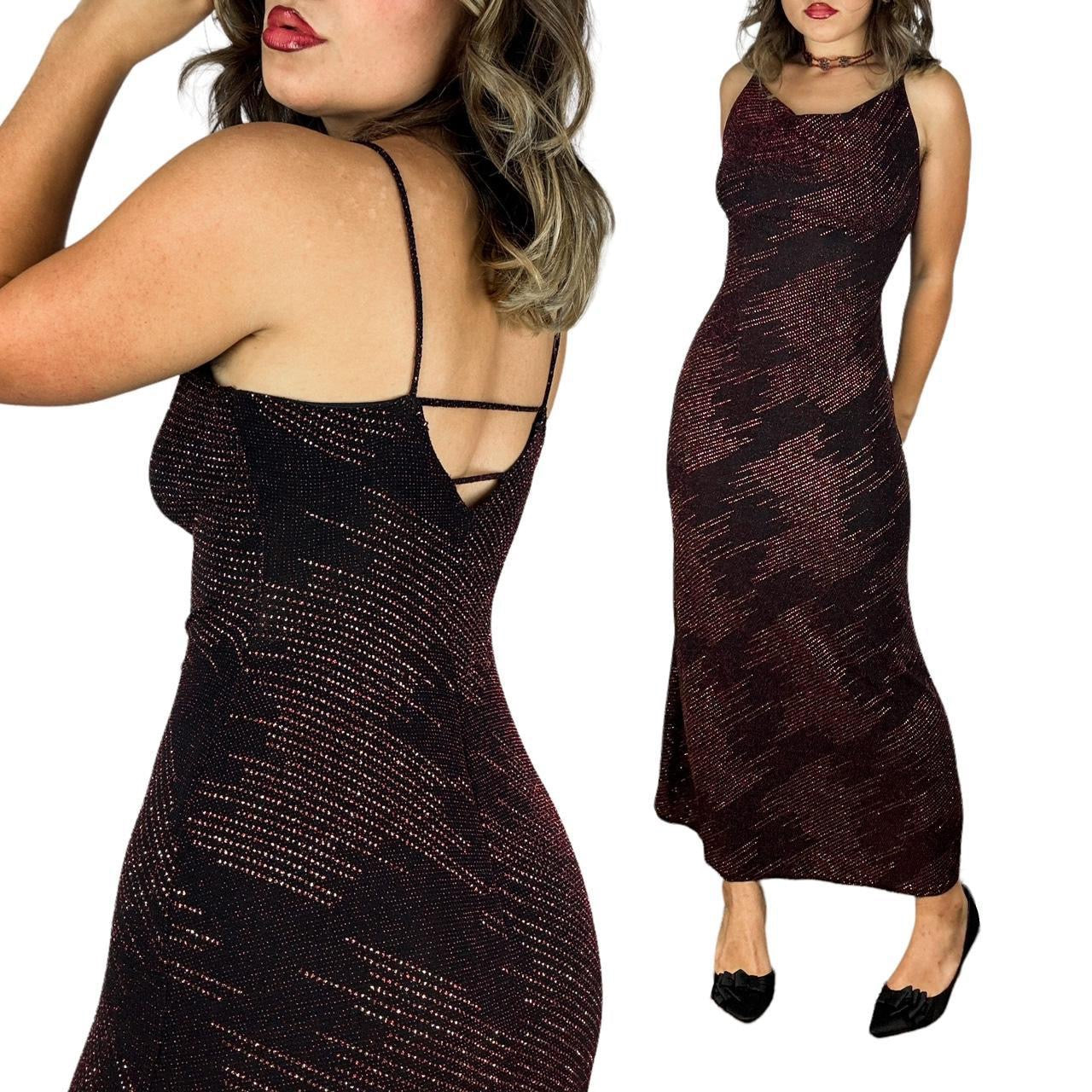 90s Cowl Neck Shimmer Dress (M)