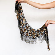 Black & Gold Beaded Wrap - One Size