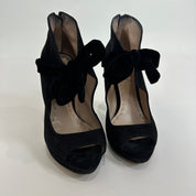 Miu Miu Velvet Bow Victorian Pumps (7.5)