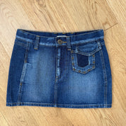 Vintage Patch-Pocket Denim Mini Skirt (XS)