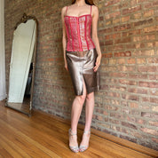 2000s Gold Leather Skirt (S)