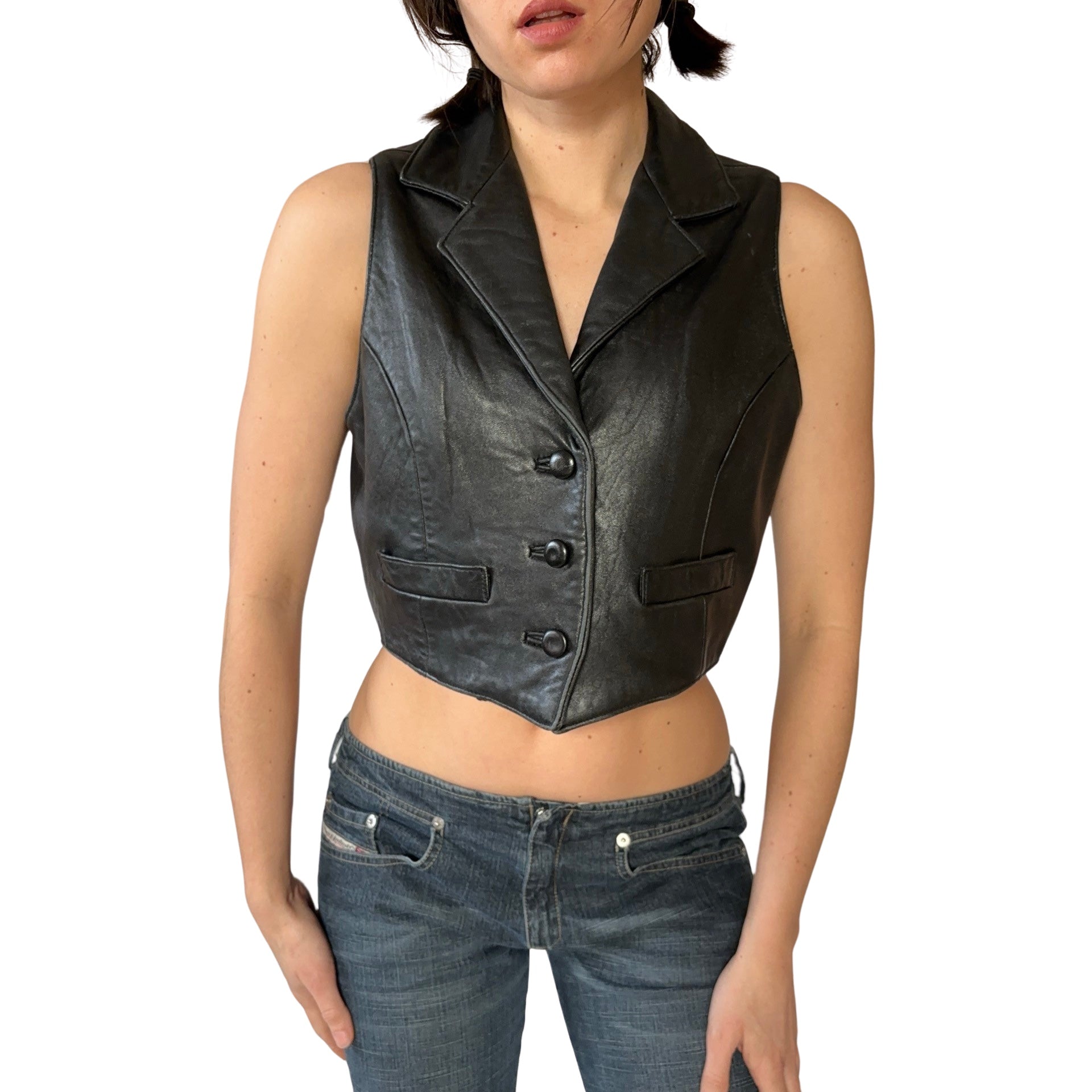 90s Noir Leather Vest (S)