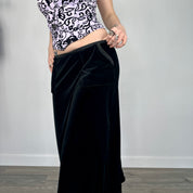 Black Velvet Midi Skirt w/ Pockets (XS/S)