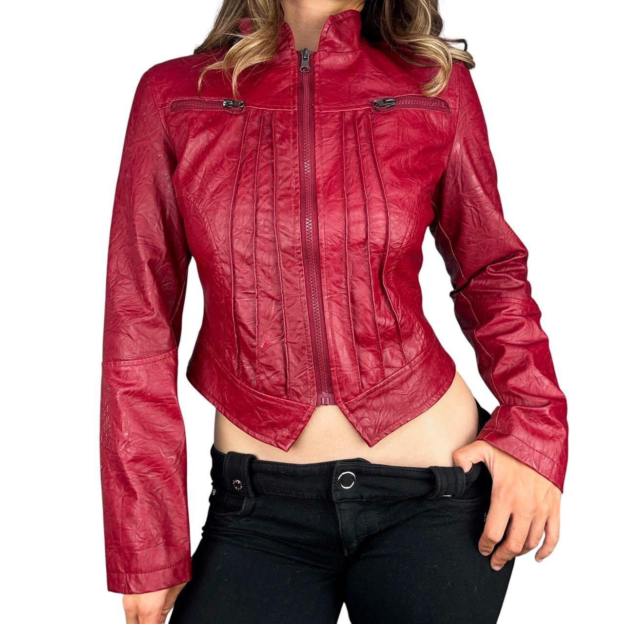 2000s Cherry Leather Moto Jacket (S) – Holy Thrift
