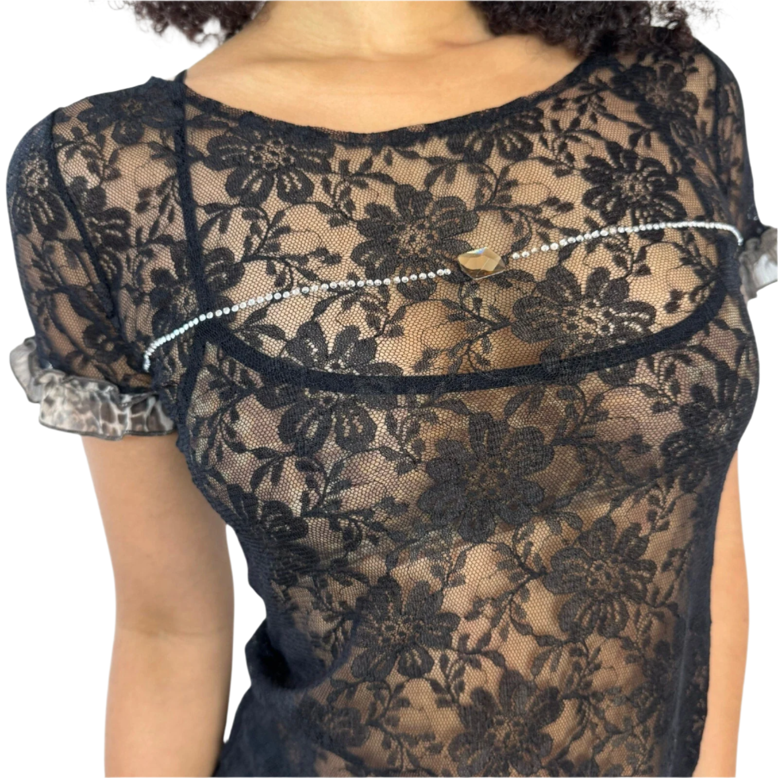 Vintage Embellished Lace Blouse (S/M)