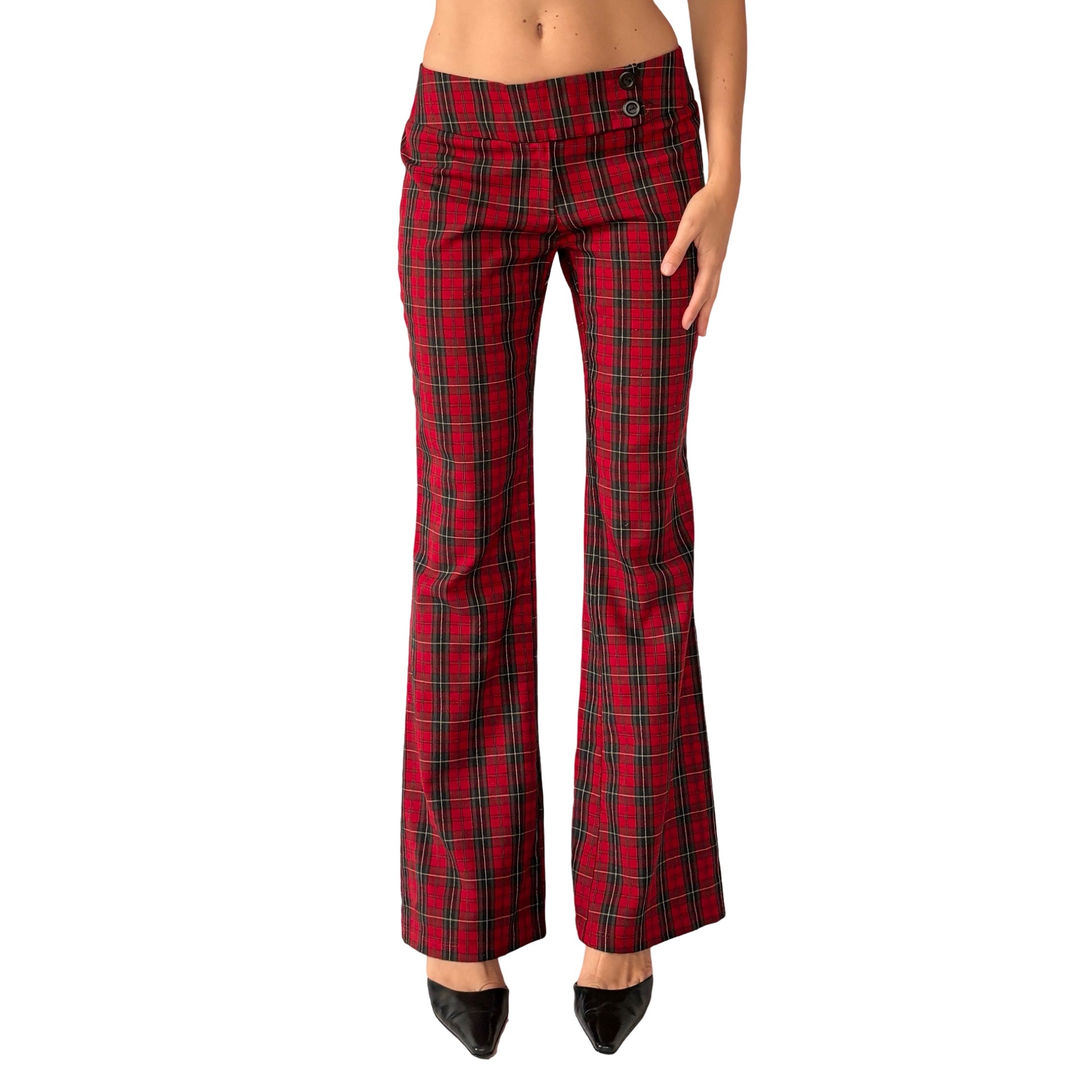2000s Plaid Low Rise Flares (S/M) – Holy Thrift display picture 1