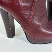 Vintage Burgundy Leather Heeled Boots (6.5)