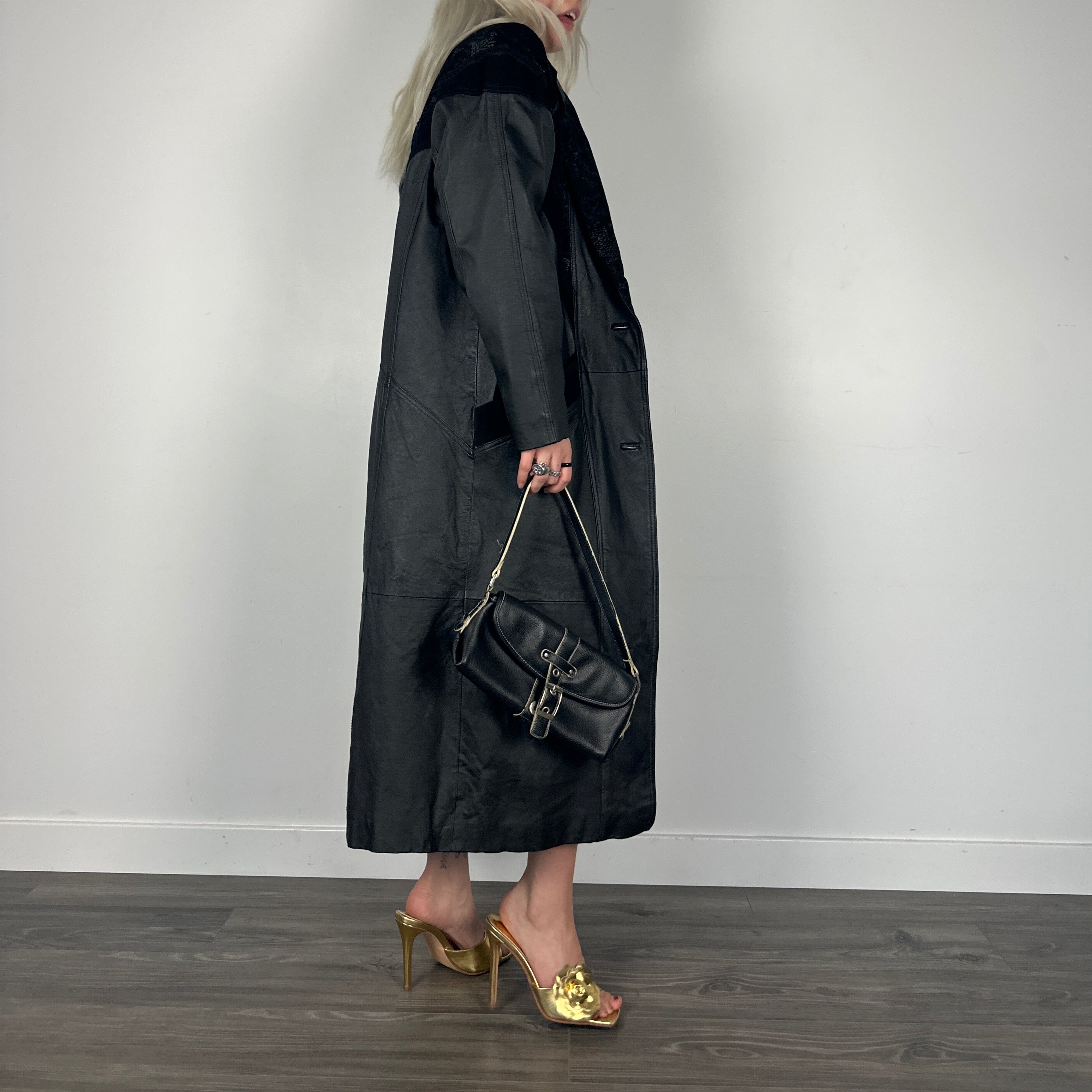 Vintage Leather + Suede Trench Coat (M)