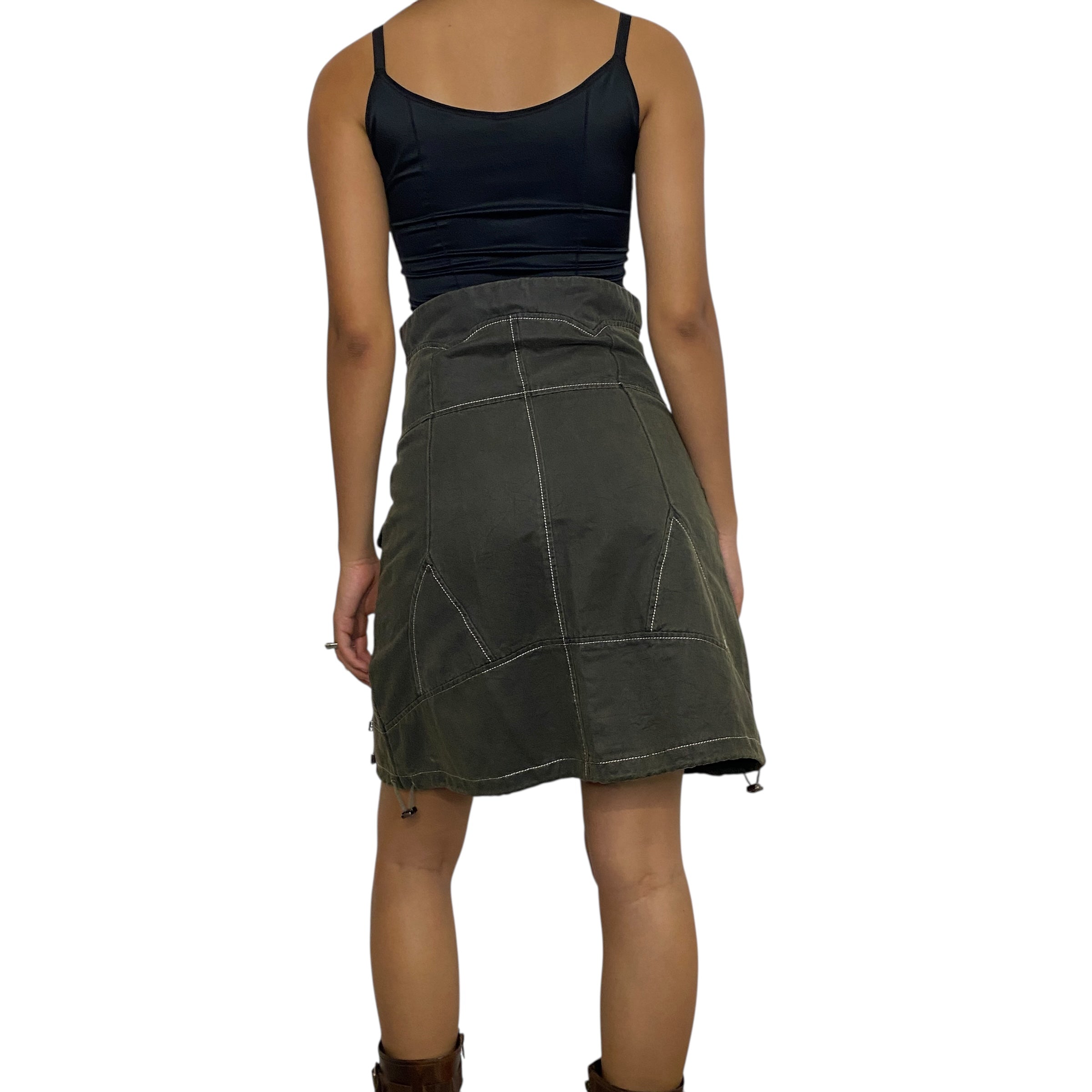 Vintage Parisian Utility Midi Skirt (S/M)